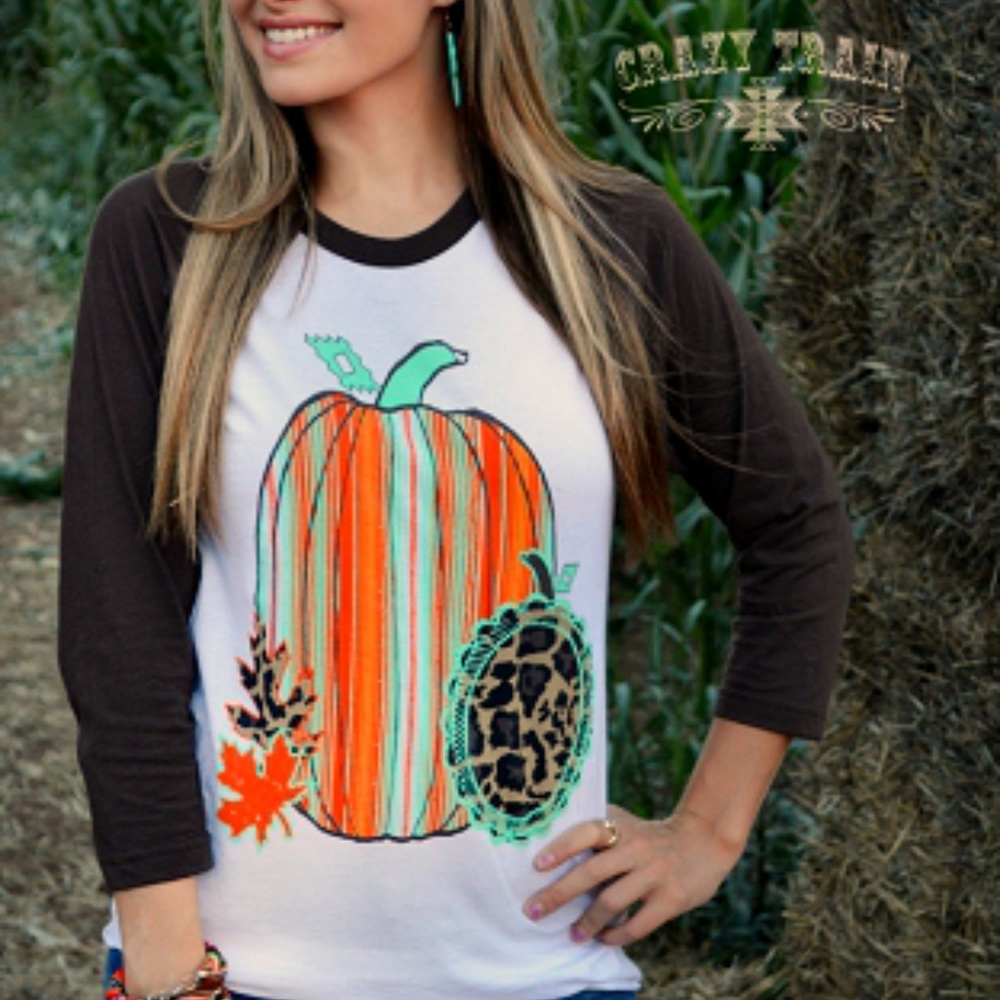 Pumpkin Applique Baseball Tee